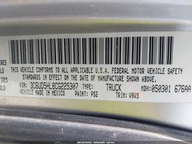 Aukcja sprzedaży 2012 Ram 2500 St, vin: 3C6UD5HL8CG225307, numer aukcji: 45742339