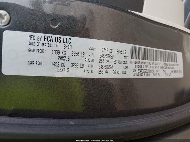 45742341 :رقم المزاد ، 2C4RC1GG3JR338250 vin ، 2018 Chrysler Pacifica Limited مزاد بيع