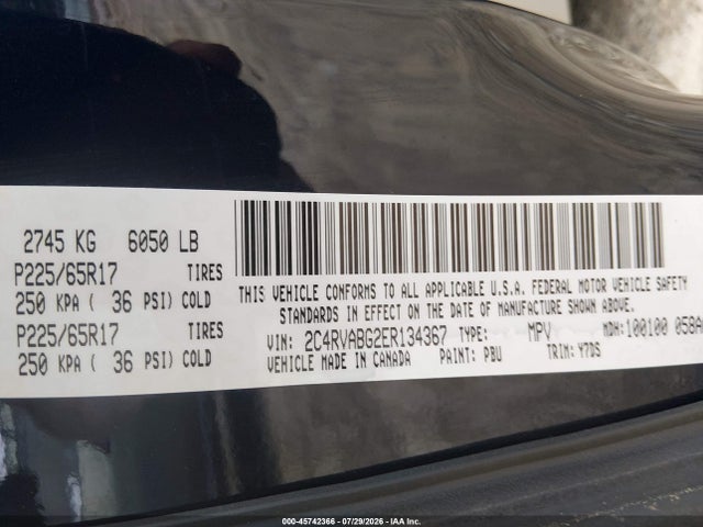 Продаж на аукціоні авто 2014 Volkswagen Routan Se, vin: 2C4RVABG2ER134367, номер лоту: 45742366