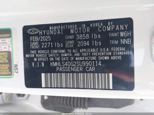 Продажа на аукционе авто 2025 Hyundai Elantra Sel Convenience, vin: KMHLS4DG2SU990114, номер лота: 45742415
