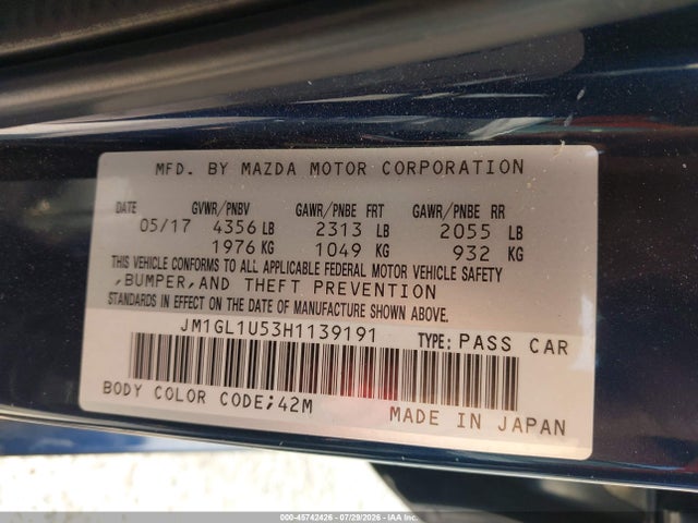 JM1GL1U53H1139191 Mazda Mazda6 Sport