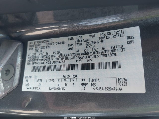 1FMCU0GX0EUB23765 Ford ESCAPE SE