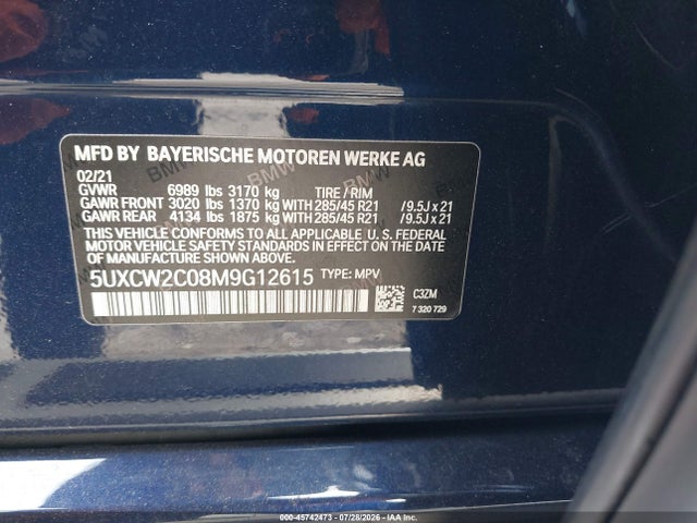 Продаж на аукціоні авто 2021 Bmw X7 Xdrive40i, vin: 5UXCW2C08M9G12615, номер лоту: 45742473