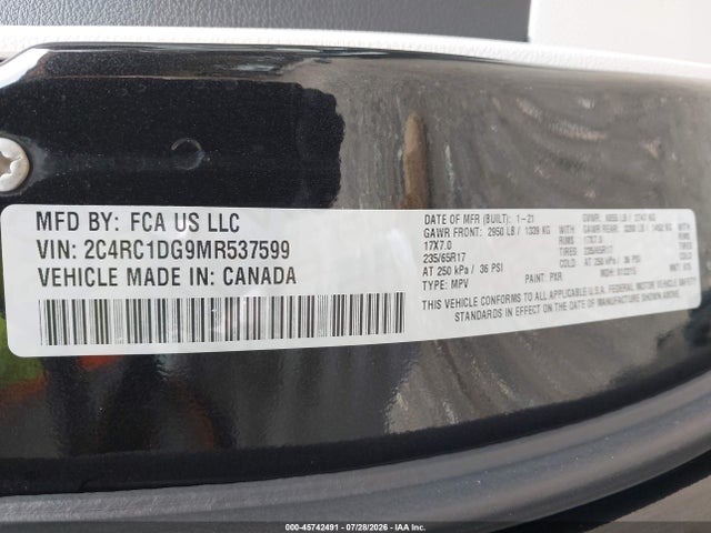 Aukcja sprzedaży 2021 Chrysler Voyager Lxi, vin: 2C4RC1DG9MR537599, numer aukcji: 45742491