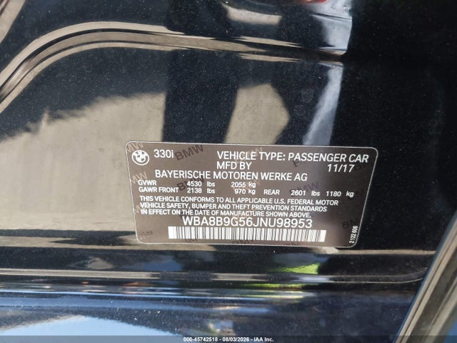 WBA8B9G56JNU98953 BMW 330I