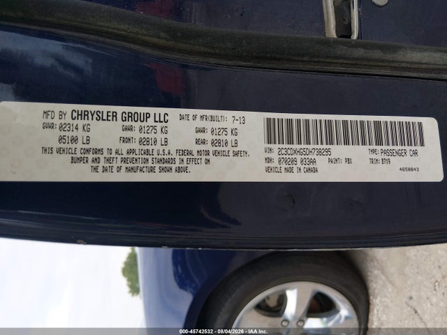 Продажа на аукционе авто 2013 Dodge Charger Sxt, vin: 2C3CDXHG5DH738295, номер лота: 45742532