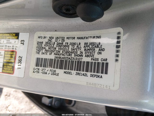 Aukcja sprzedaży 2010 Toyota Corolla Le, vin: 1NXBU4EE5AZ313107, numer aukcji: 45742550