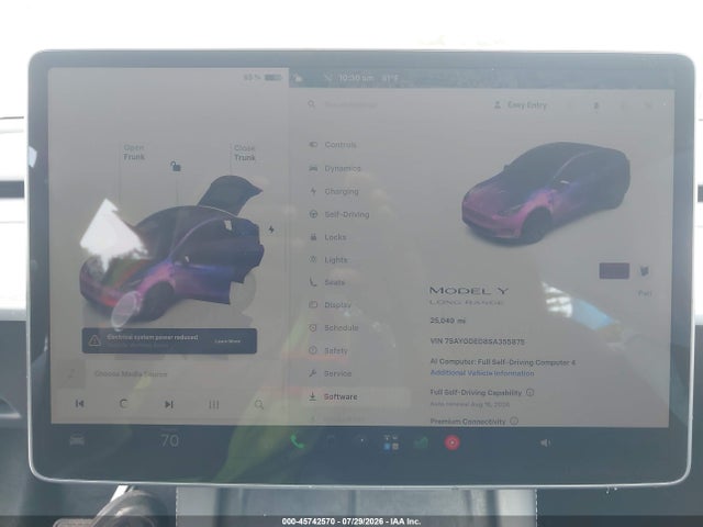 45742570 :رقم المزاد ، 7SAYGDED8SA355875 vin ، 2025 Tesla Model Y Long Range Dual Motor Rear-wheel Drive مزاد بيع
