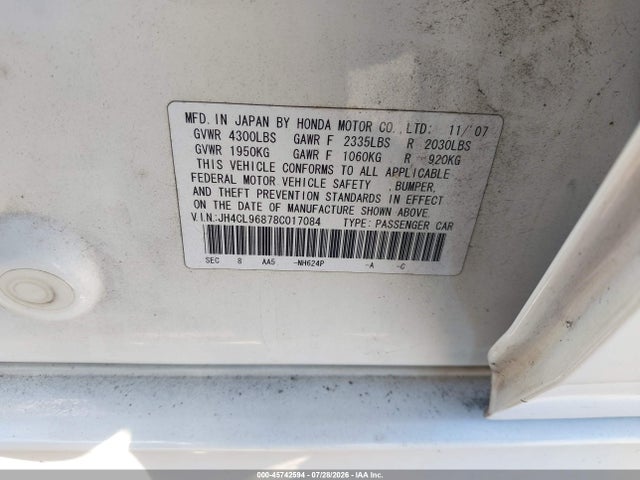 Продаж на аукціоні авто 2008 Acura Tsx, vin: JH4CL96878C017084, номер лоту: 45742594