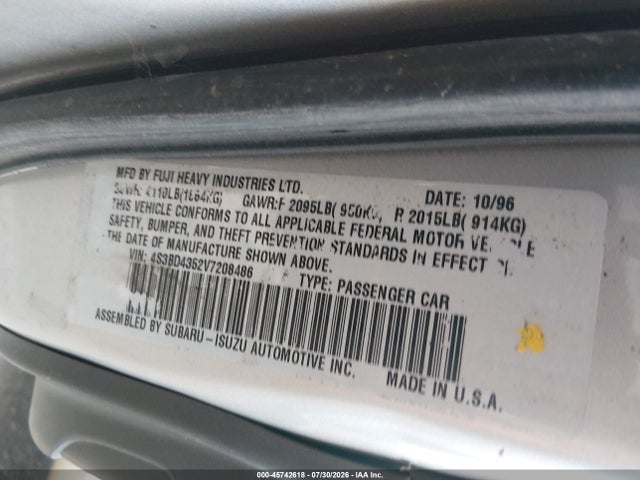 Продаж на аукціоні авто 1997 Subaru Legacy L, vin: 4S3BD4352V7208486, номер лоту: 45742618