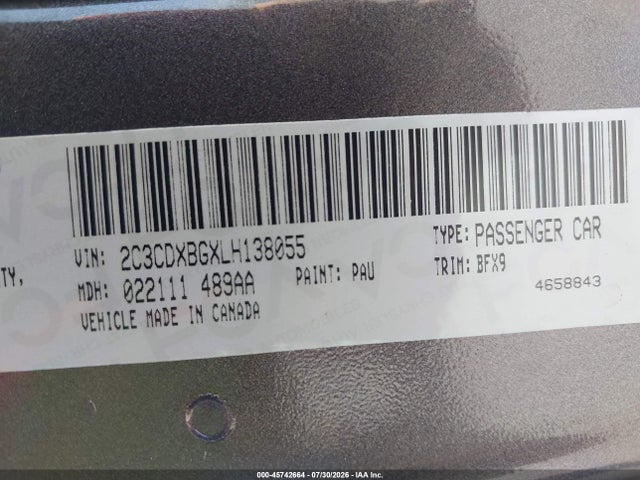 Продаж на аукціоні авто 2020 Dodge Charger Sxt Rwd, vin: 2C3CDXBGXLH138055, номер лоту: 45742664