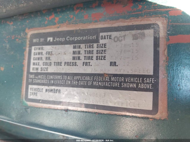 Продаж на аукціоні авто 1979 Jeep Wagoneer, vin: J9A15NN040587, номер лоту: 45742693