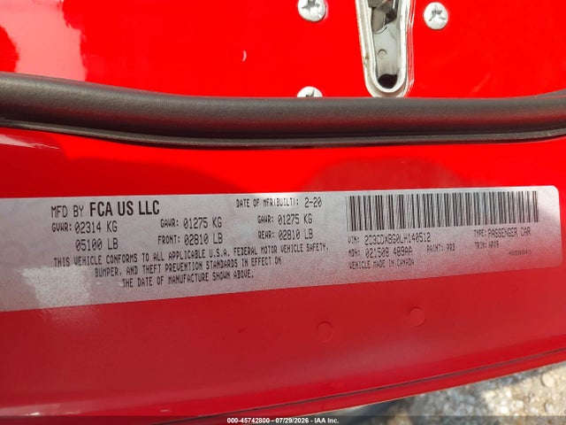 Продаж на аукціоні авто 2020 Dodge Charger Sxt Rwd, vin: 2C3CDXBG0LH140512, номер лоту: 45742800