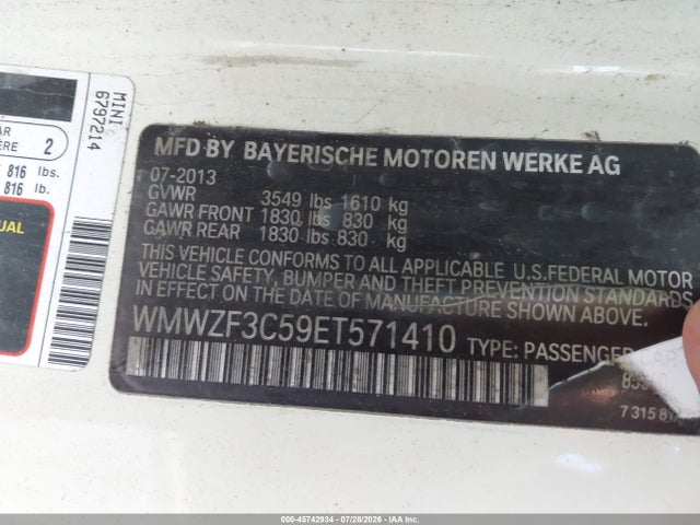 45742934 :رقم المزاد ، WMWZF3C59ET571410 vin ، 2014 Mini Clubman Cooper مزاد بيع
