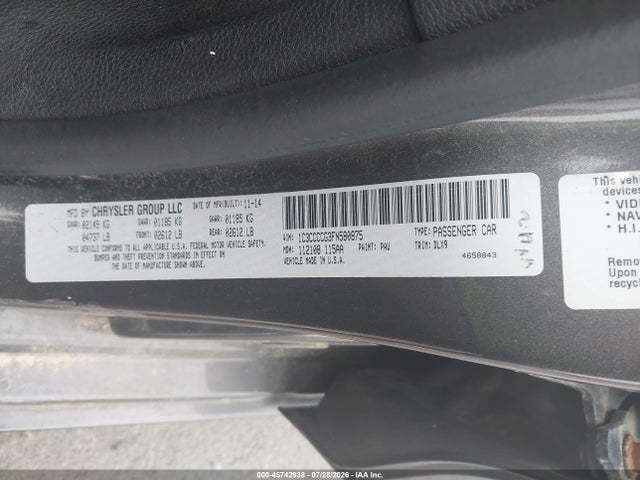 Aukcja sprzedaży 2015 Chrysler 200 C, vin: 1C3CCCCG3FN580875, numer aukcji: 45742938