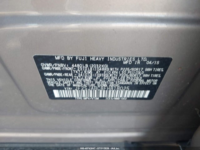 Subaru Forester 2.5i 2015 JF2SJABC8FH818025 Image 9