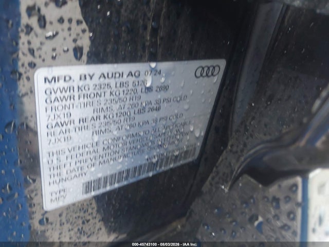 Продаж на аукціоні авто 2024 Audi Q3 Premium 45 Tfsi S Line Quattro Tiptronic, vin: WA1DECF30R1184749, номер лоту: 45743100