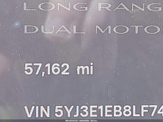 45743132 :رقم المزاد ، 5YJ3E1EB8LF744286 vin ، 2020 Tesla Model 3 Long Range Dual Motor All-wheel Drive مزاد بيع