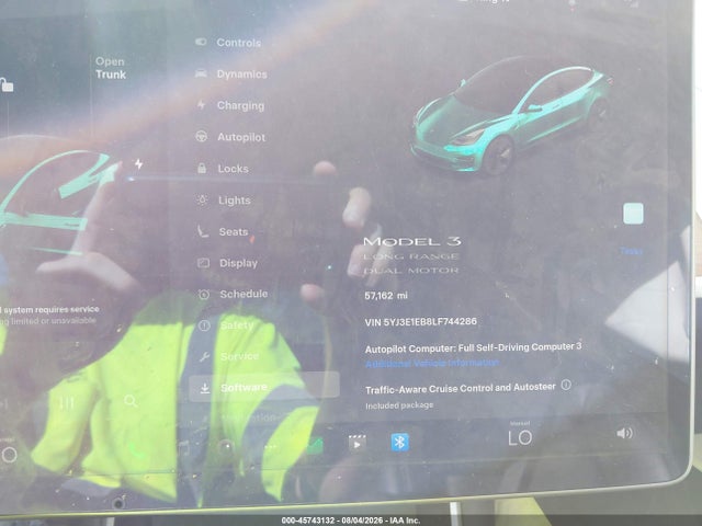 45743132 :رقم المزاد ، 5YJ3E1EB8LF744286 vin ، 2020 Tesla Model 3 Long Range Dual Motor All-wheel Drive مزاد بيع