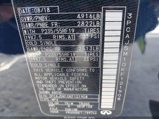 Infiniti Qx50 Luxe 2019 3PCAJ5M10KF121908 Image 9
