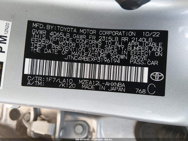 JTNC4MBEXP3196194 Toyota Corolla Xse