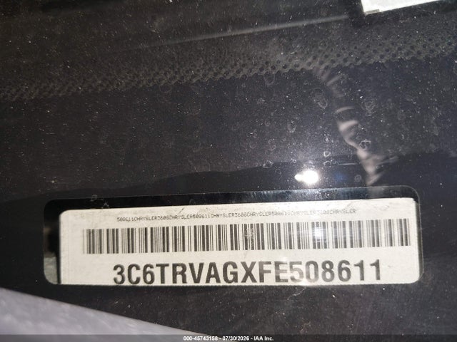 45743158 :رقم المزاد ، 3C6TRVAGXFE508611 vin ، 2015 Ram Promaster 1500 Low Roof مزاد بيع
