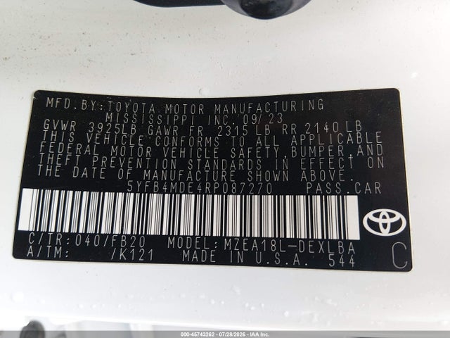 5YFB4MDE4RP087270 Toyota COROLLA LE