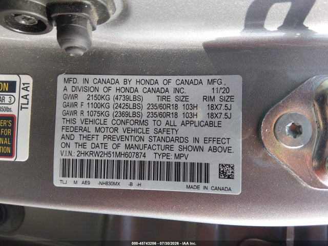 Honda Cr-v Awd Ex 2021 2HKRW2H51MH607874 Image 9