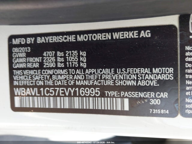 Продажа на аукционе авто 2014 Bmw X1 Xdrive28i, vin: WBAVL1C57EVY16995, номер лота: 45743343