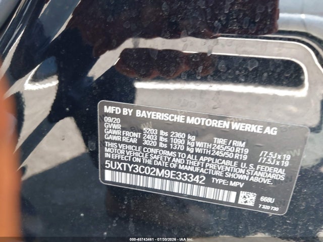 Продаж на аукціоні авто 2021 Bmw X3 Sdrive30i, vin: 5UXTY3C02M9E33342, номер лоту: 45743461