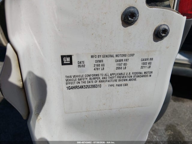 45743482 :رقم المزاد ، 1G4HR54K52U286310 vin ، 2002 Buick Lesabre Limited مزاد بيع