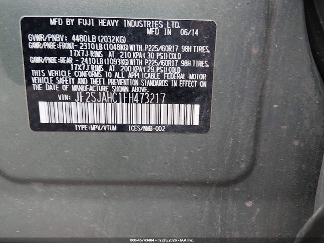 JF2SJAHC1FH473217 Subaru Forester 2.5i Limited