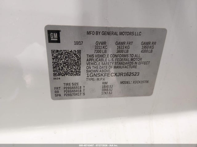 1GNSKFECXJR162523 Chevrolet Tahoe Commercial Fleet