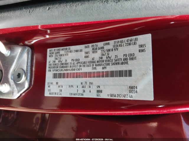 Продажа на аукционе авто 2017 Ford Escape Titanium, vin: 1FMCU0J98HUB81301, номер лота: 45743494