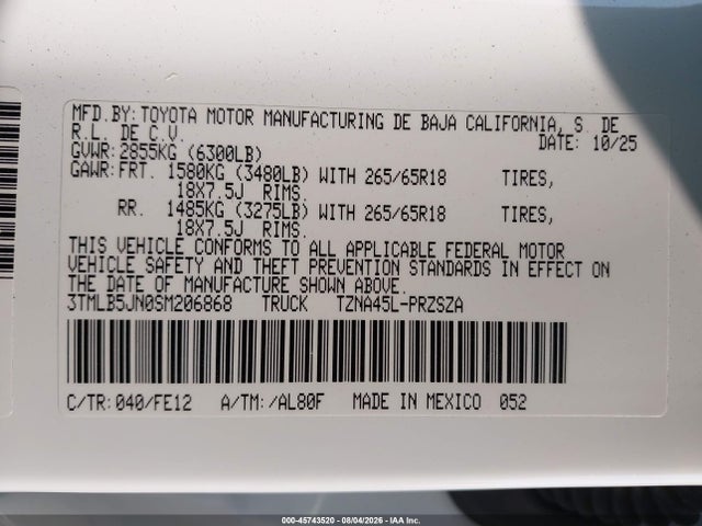 3TMLB5JN0SM206868 Toyota Tacoma Trd Sport