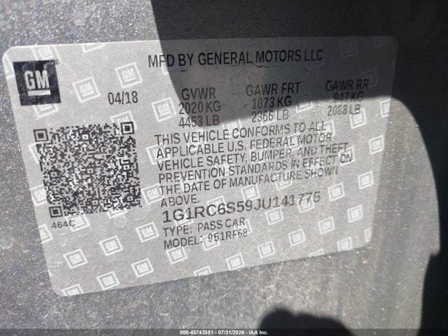 1G1RC6S59JU141775 Chevrolet VOLT LT