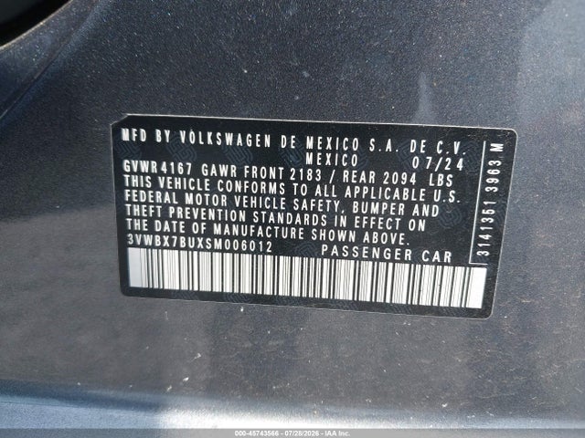 Продаж на аукціоні авто 2025 Volkswagen Jetta 1.5t Sport, vin: 3VWBX7BUXSM006012, номер лоту: 45743566