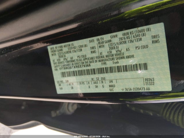 2024 Ford F-250 Lariat მანქანა იყიდება აუქციონზე, vin: 1FT8W2BTXREE79368, აუქციონის ნომერი: 45743585