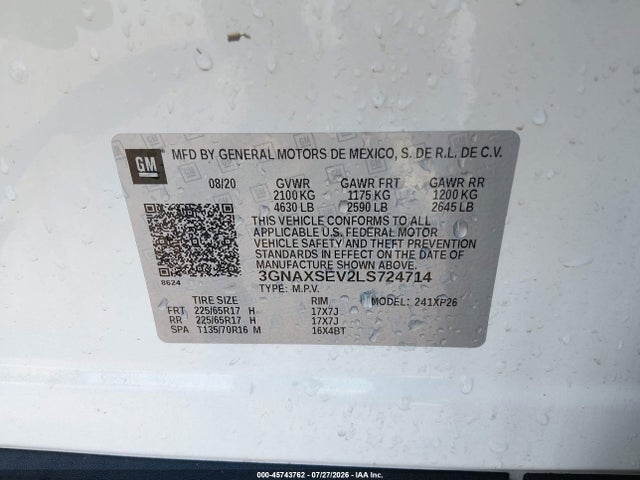 Chevrolet Equinox Awd Ls 2020 3GNAXSEV2LS724714 Image 9