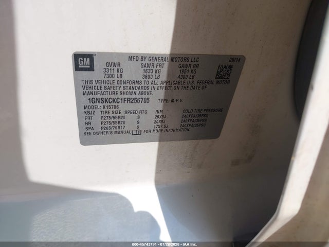 Chevrolet Tahoe Ltz 2015 1GNSKCKC1FR256705 Image 9