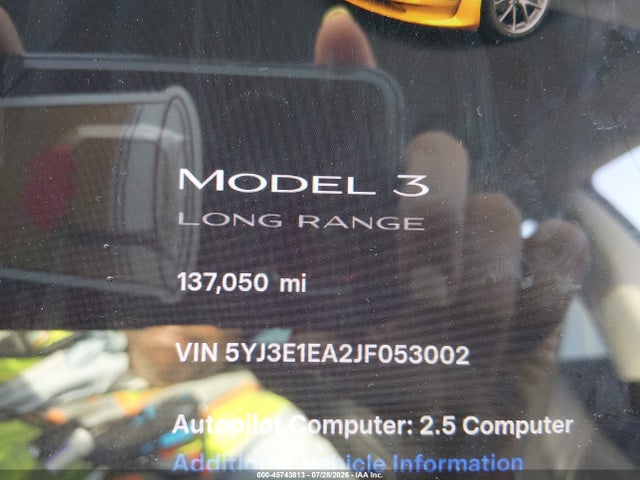 Tesla Model 3 Long Range/mid Range 2018 5YJ3E1EA2JF053002 Image 16