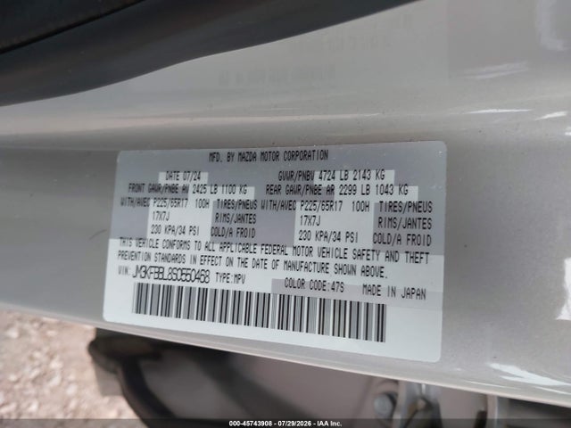 Aukcja sprzedaży 2025 Mazda Cx-5 2.5 S Select, vin: JM3KFBBL8S0550468, numer aukcji: 45743908