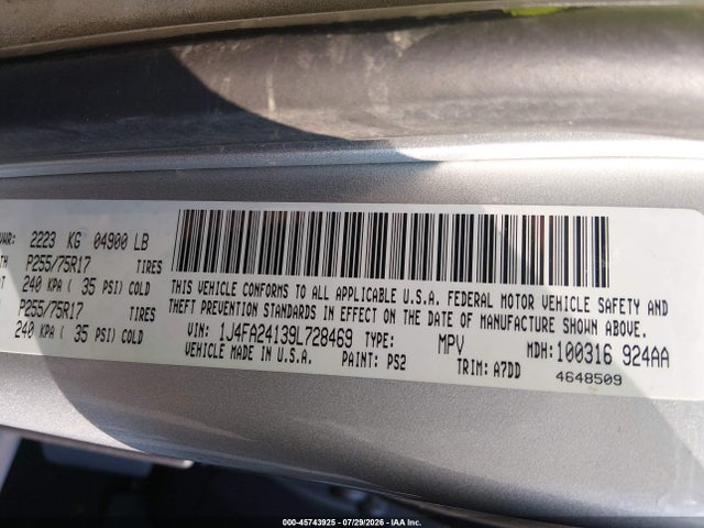 Продаж на аукціоні авто 2009 Jeep Wrangler X, vin: 1J4FA24139L728469, номер лоту: 45743925