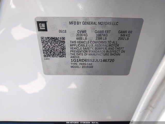 Chevrolet Volt Premier 2018 1G1RD6S52JU146720 Image 9