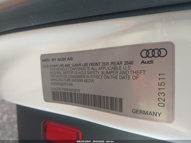 Продажа на аукционе авто 2024 Audi A5 Sportback Premium Plus 45 Tfsi Quattro S Tronic, vin: WAUFACF59RA053876, номер лота: 45743941