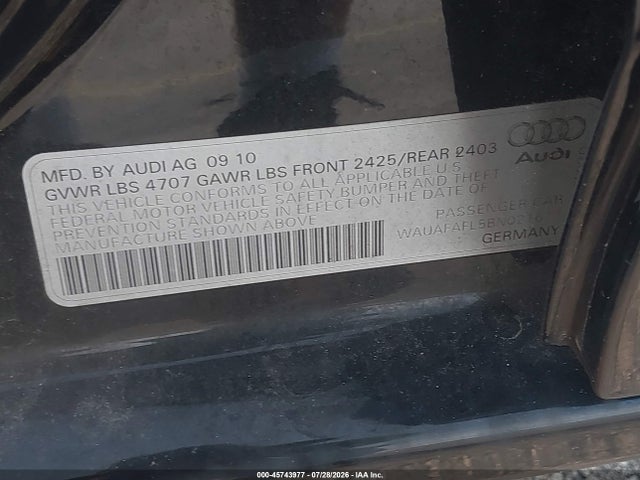 Продажа на аукционе авто 2011 Audi A4 2.0t Premium, vin: WAUAFAFL5BN021617, номер лота: 45743977
