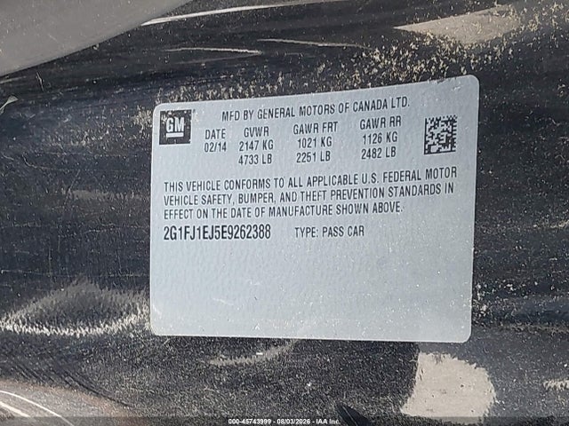 Продаж на аукціоні авто 2014 Chevrolet Camaro 1ss, vin: 2G1FJ1EJ5E9262388, номер лоту: 45743999