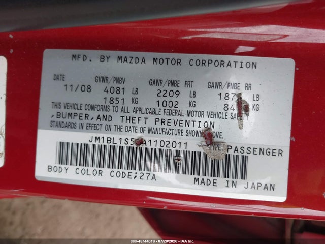 Продажа на аукционе авто 2010 Mazda Mazda3 S Sport, vin: JM1BL1S56A1102011, номер лота: 45744018