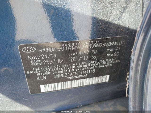 Hyundai SONATA SE 2015 5NPE24AF8FH141145 Image 9