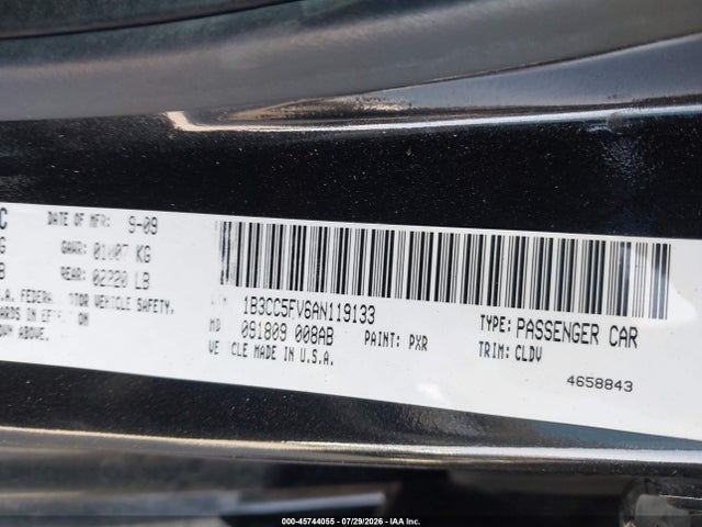 2010 Dodge Avenger R/t მანქანა იყიდება აუქციონზე, vin: 1B3CC5FV6AN119133, აუქციონის ნომერი: 45744055